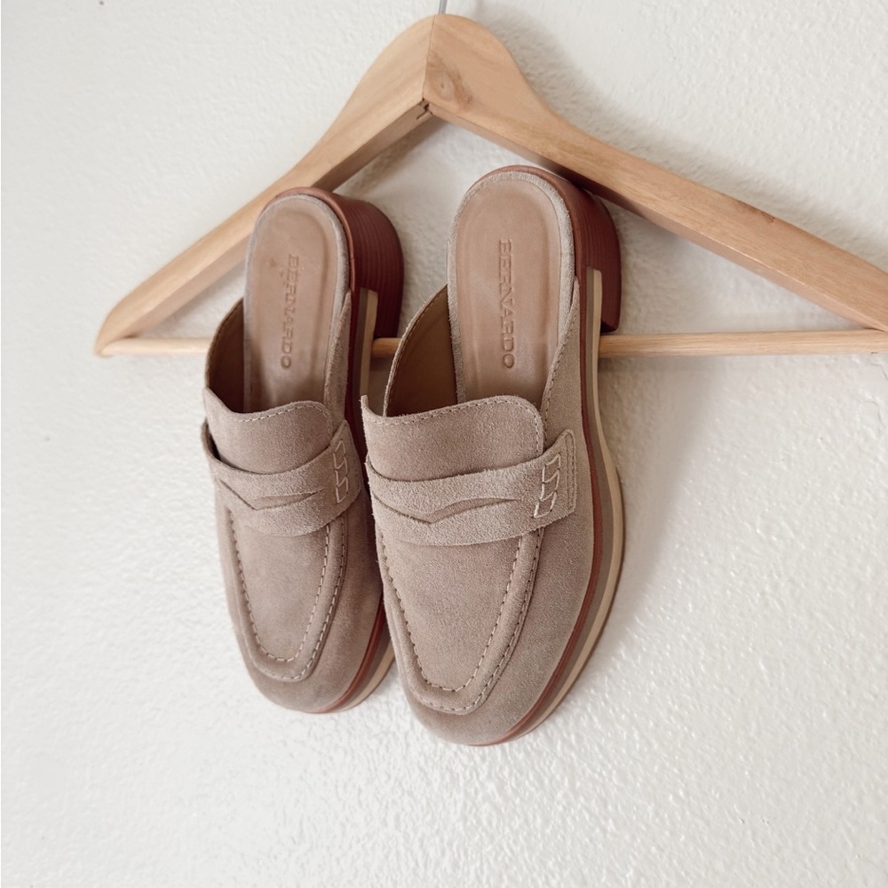 Bernardo Tan Suede Loafers Slip-On Style